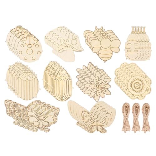 Gatuida 60 Sätze Teiliges Holzscheiben Unbemalte Naturholzplatten zum Bemalen und Basteln Stabile DIY Holzanhänger für Erwachsene Vielseitige Holzfiguren für Kreative Dekorationen und von Gatuida