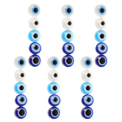 Gatuida 60 Stück Flache Runde Evil Eye Perlen Handgefertigte Glasperlen für Armband Ohrringe Halskette Türkische Charms für DIY Schmuckherstellung Gatuida 60 Stück Flache Runde Evil Eye Perlen Handgefertigte Glasperlen für Armband Ohrringe Halskette Türkische Charms für DIY Schmuckherstellung von Gatuida