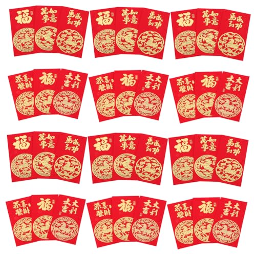 Gatuida 60 Stück Frühlingsfest Rote Umschläge Ma Jahr Hong Bao Traditionelle Geldbeutel für Lunar Neujahr Geburtstag Feierlichkeiten von Gatuida
