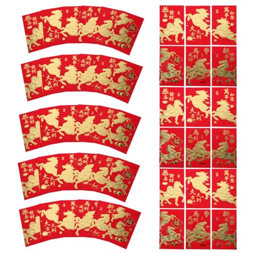 Gatuida 60 Stück Rote Umschläge Jahr Des Pferdes Traditionelle Lunar Year Packets mit Edlem Design für Frühlingsfest Hochzeit Geburtstag Vielseitige Geldumschläge als Glücksbringer von Gatuida