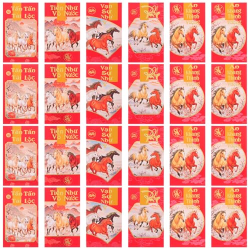 Gatuida 60 Stück Rote Umschläge für das Frühjahrsfest des Jahres des Pferdes Roter Umschlag zum vietnamesischen Neujahr chinesische Neujahrsumschläge rote Geldumschläge Papier Dunkelgrau von Gatuida