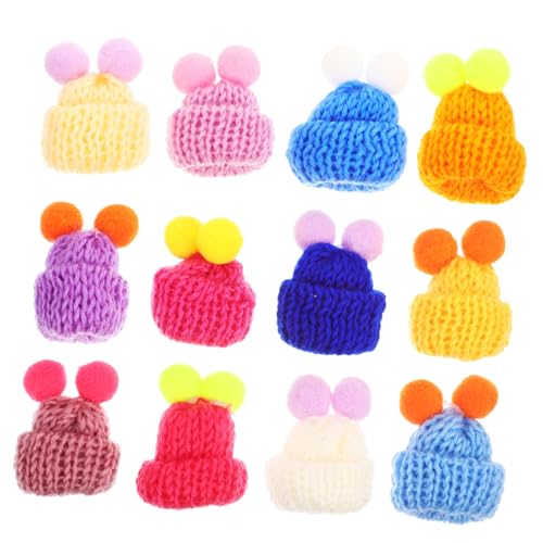 Gatuida 60 Stück Teiliges Mini Strickmützen mit Doppelbommel Bunte DIY Puppenhüte für Bastelarbeiten Festliche Puppenmützen als Dekorative Hutornamente für Weihnachten und Zufällige Farbe von Gatuida