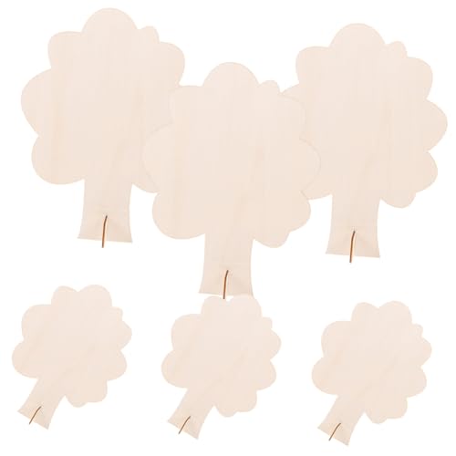 Gatuida 6Stücke Teiliges Unbemalte Holzbaum Bastelmaterialien für DIY Holzmodelle für Projekte und Langlebig und Sicher zum Bemalen von Gatuida