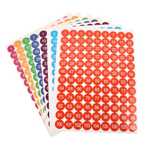 Gatuida 7 Blätter Runde Selbstklebende Zahlenetiketten Farben Klare Markierung Strapazierfähiges Material zum Sortieren Beschriften von Boxen Werkzeugkästen Kleidung und Aufbewahrung von Gatuida