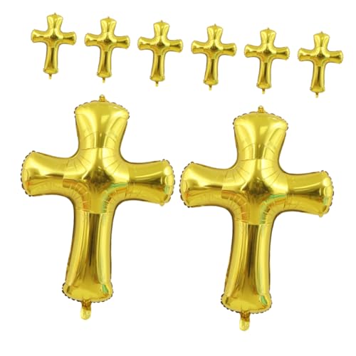 Gatuida 8 Stück Taufballons Ballonständer Für Den Boden Babyparty Ballons Goldballons Trauerballons Ballonbogen Set Kommunionsballons Aufblasbares Kreuz Fall Aluminiumfolie von Gatuida