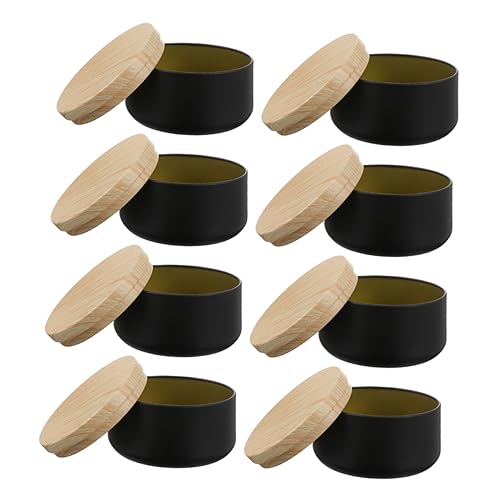 Gatuida 8 Stück Teiliges Blechdosen für Kerzen Duftkerzenbehälter mit Holzdeckel für DIY Projekte und Aufbewahrung von Dekorationsmaterialien für Hochzeiten und Events von Gatuida