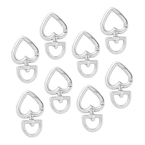 Gatuida 8 Stück Teiliges Herz karabiner Metall Drehbare Schlüsselanhänger mit Feder verschluss Stabile Herzform schnapphaken für DIY Schmuck Praktische Schlüsselring verschlüsse in Silber von Gatuida