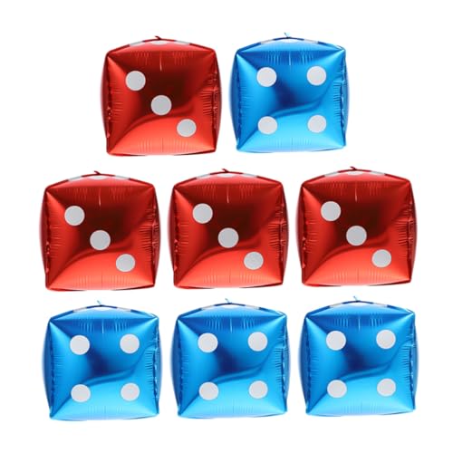 Gatuida 8 Stück Teiliges Würfel motiv Langlebige Aluminiumfolie Poker themenparty Dekoration Rot und Blau Selbstsiegelnd für Geburtstag und events von Gatuida