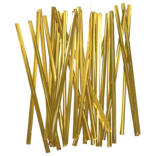 Gatuida 800Stücke Goldene Krawatten für Brottaschen Lange Verschlüsse für Geschenkbeutel für Partys und Süßigkeitenverpackungen Einfache Handhabung und Drehen von Gatuida