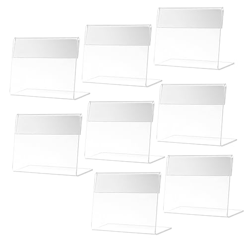 Gatuida 8Stücke Acryl Etikettenhalter Form Stabiler Tischaufsteller für Menüs Visitenkarten und Werbung Transparent und Langlebig für Supermärkte und Geschäfte von Gatuida