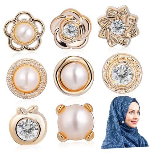 Gatuida 8Stücke Hijab Magnete mit Starkem Magnetverschluss Anstecknadeln für Schals und Kleidung Nadellose Broschen Verschiedenen Designs für Kombinationen von Gatuida