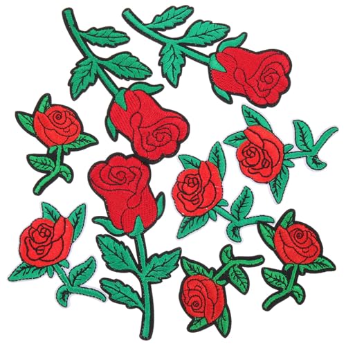 Gatuida 9 Stück Teiliges Rosenblüten Stoffapplikationen zum Aufbügeln und Aufnähen Langlebige DIY Patches für Kleidung Taschen Hüte Jeans Modische Reparatur Verschönerung von Gatuida