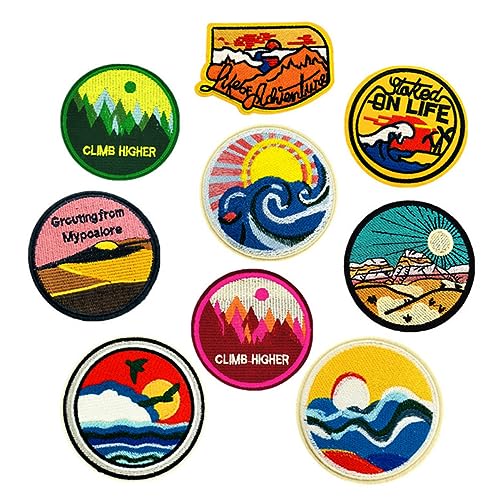 Gatuida 9 Stück Teiliges Runde Gestickte Abzeichen Patches für DIY zum Aufbügeln für Kleidung Jeans Taschen und Bastelprojekte Gemischte Designs für Kreative Dekoration von Gatuida