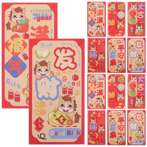 Gatuida 90 Stück Rote Umschläge Jahr Des Pferdes Hong Bao Für Frühlingsfest Hochzeit Geburtstag Traditionelle Glückswünsche Langlebiges Material Kreatives Design von Gatuida