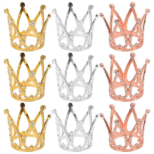 Gatuida 9er-Set Kronen Kuchenstecker: Mini Tiara Deko für Geburtstag, Hochzeit und Desserttisch – Prinzessin Party Muffin-Aufleger für Mädchen von Gatuida