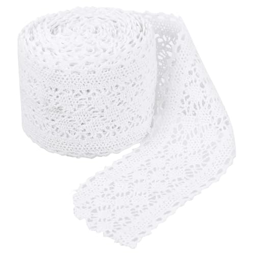 Gatuida Baumwoll Spitzenband Breit Weißes Spitzenband zum Nähen DIY Stoffborte für Kleidung Gardinen und Partydekoration Zubehör für Handwerk und Bekleidung von Gatuida