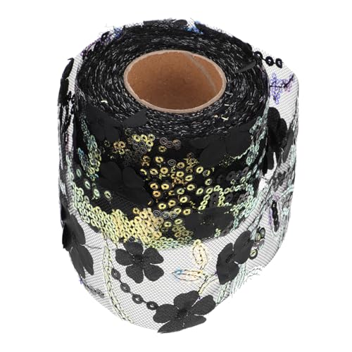 Gatuida Besticktes Paillettenband Breit DIY Bastelband für Haarschleifen Hochzeit Dekoration Geschenkband Schwarz Langlebiges Vielseitiges Webband für Handwerk und Party von Gatuida