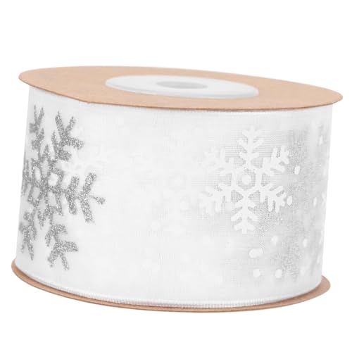 Gatuida Breites Weihnachts geschenkband mit Schneeflockenmuster Glitzerndes Verpackungsband Lang Dekoratives Schleifenband für Party Hochzeit und Festliche Weihnachtsdeko von Gatuida