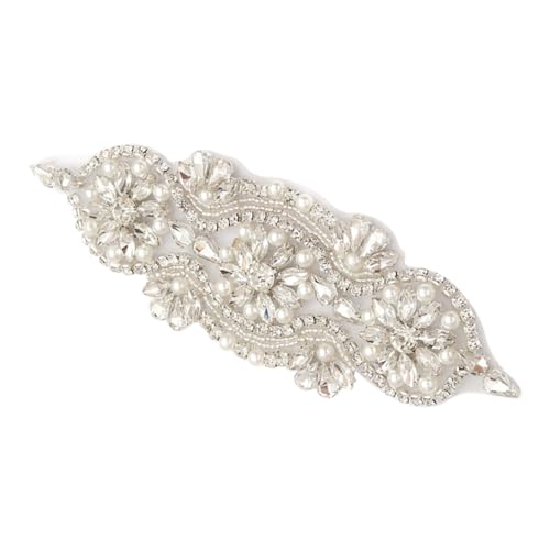 Gatuida Bridal Belt Applique mit Perlen und Strass Silberfarbene Selbstklebende Schmuck Applikation für Hochzeitskleider Gürtel und Kopfschmuck für DIY Hochzeitsmode und Gatuida Bridal Belt Applique mit Perlen und Strass Silberfarbene Selbstklebende Schmuck Applikation für Hochzeitskleider Gürtel und Kopfschmuck für DIY Hochzeitsmode und von Gatuida