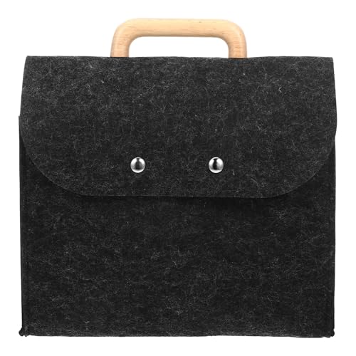 Gatuida Business Tote Bag aus Filz mit Holzgriff Minimalistischer Organizer für Wichtige Dokumente Tragbare Filztasche für Büro und Arbeit Elegante Handtasche in Tiefgrau von Gatuida