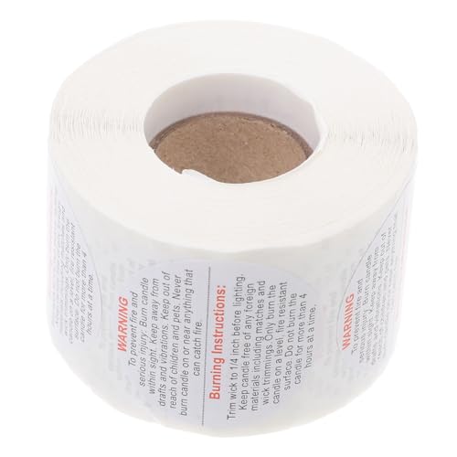 Gatuida Candle Warning Labels Rund Selbstklebend Ölbeständig Für DIY Kerzenherstellung Hohe Sichtbarkeit Weißer Mit Rot Schwarzem Text von Gatuida