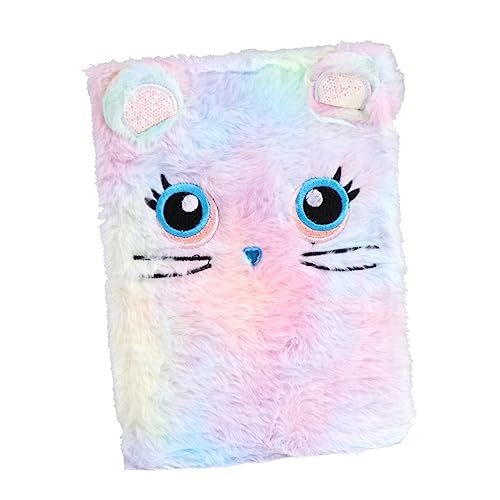 Gatuida Cartoon Notizbuch für Mädchen Plüsch Design Farbenfrohes Katzenmotiv für Schülerbedarf Schreibpad für Kreative Notizen und Erinnerungen von Gatuida