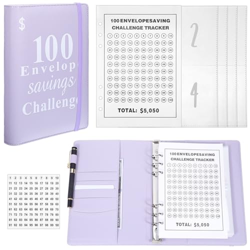 Gatuida Challenge Buch mit Umschlägen Geldsparordner Praktischer Budgetplaner Elastischer Seilverschluss Kompaktes Design für von Gatuida