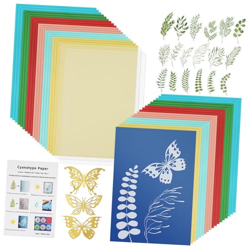 Gatuida Cyanotypie Papier Farbige Sonnendruckpapiere mit Natürlichen Fasern Verblassungsresistent Halter für DIY Kunst Basteln von Gatuida