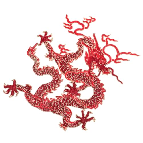 Gatuida DIY Dragon Patch für Kleidung Rotes Besticktes Bügel Patch für Kreative Bastelprojekte für Jeans Jacken und Handarbeiten Einfach Aufzubügeln oder Aufzunähen von Gatuida