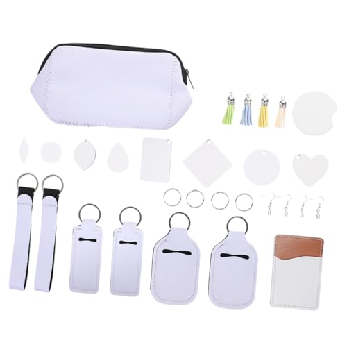 Gatuida DIY Heat Transfer Schlüsselanhänger Teilig mit Sublimations Schlüsselketten Make Up Tasche und Untersetzern Langlebig Rutschfest zum Personalisieren und Basteln für Kreative von Gatuida