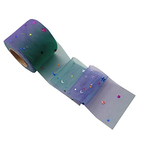 Gatuida DIY Netzband mit Stern und Mond Design Lila für Kleidung Haarschmuck und Bastelprojekte Elegantes Dekoband mit Pailletten für Kreative Anwendungen von Gatuida