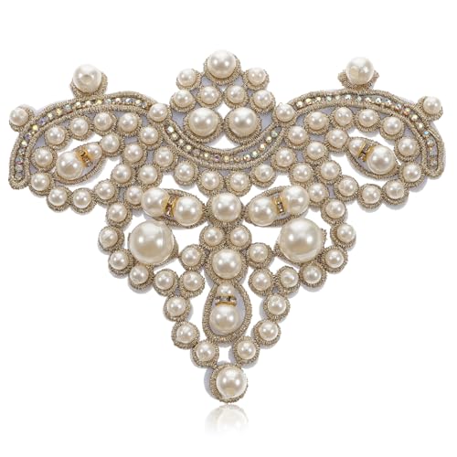 Gatuida DIY Schmuck Patch mit Perlen und Strass für Hochzeitskleider Aufbügelbare Kleidungspatches für Handarbeiten Beige für Kreative Designs Gatuida DIY Schmuck Patch mit Perlen und Strass für Hochzeitskleider Aufbügelbare Kleidungspatches für Handarbeiten Beige für Kreative Designs von Gatuida