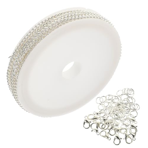 Gatuida DIY Schmuckketten Silberfarbene Eisenkette mit Lobster Verschlüssen und Sprungringen Glatte Oberfläche für Halsketten Armbänder und Anhänger Zubehör für Schmuckherstellung und von Gatuida
