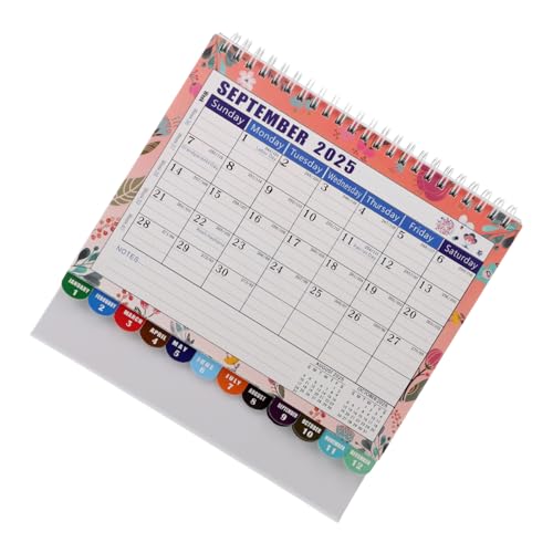 Gatuida Eleganter Blumenschreibtischkalender mit Notizblock Doppeldrahtbindung Kleiner Aufsteller für Büro und Lehrer Dekorativer Tischkalender zur Modernen Planung von Gatuida