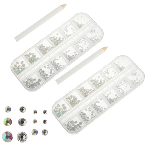 Gatuida Fächer Nail Art Strasssteine mit Flachen Ab Glassteinen und Punktierstiften Große Flache Rückseite Nagelsteine für DIY Nageldesign Glitzersteine für Nägel und Bastelverzierungen von Gatuida