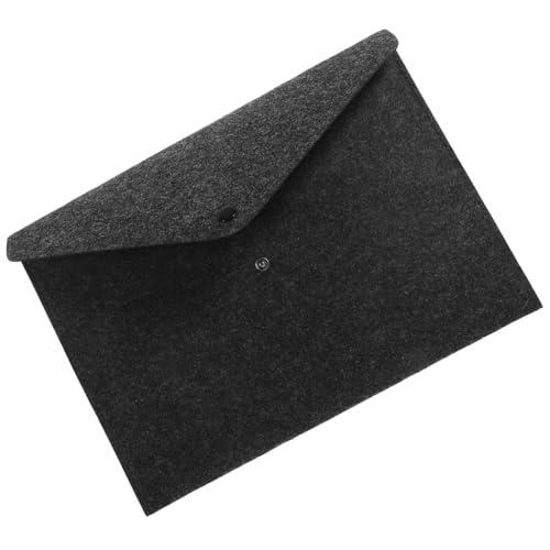 Gatuida Filz Dokumententasche mit Knopfverschluss Elegante Aufbewahrung für Büro Schule Faltbare Handtasche für Wichtige Unterlagen Dunkelgrau von Gatuida
