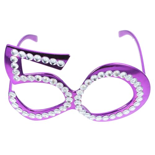 Gatuida Geburtstagsbrille Partybrille mit Strasssteinen für Erwachsene Langlebiges Kunststoffmaterial Modisches Design als Foto Requisite und Partyzubehör Bequem und Leicht zu Tragen von Gatuida
