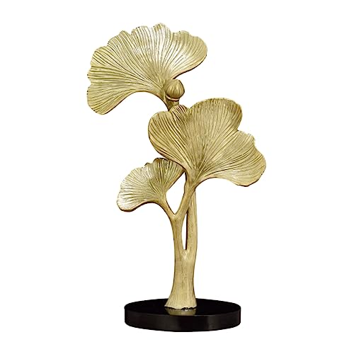 Gatuida Ginkgo Dekoration Resin Ornament Retro Heimdekoration Wohnzimmer Schreibtisch Kunstharz Figur Feng Shui Energie Gold Finish von Gatuida