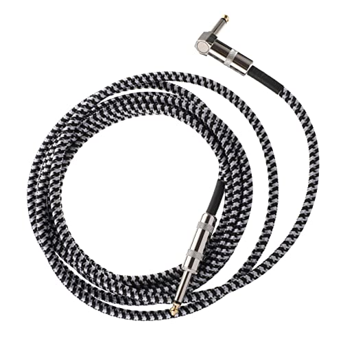 Gatuida Gitarrenkabel mit Schwarzen und Weißen Geflochtenen Jacken Gerade und Rechtwinklig Geeignet für Akustik und Gitarre Mikrofon und Audioequipment von Gatuida