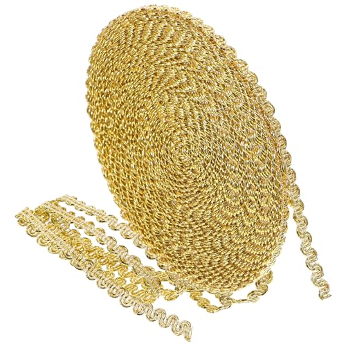 Gatuida Goldene Gimp-Borte mit Zopf, verzierter Spitzenband, Nähzubehör für DIY-Handwerk, Hochzeitsdeko, Kleidung und Schmuckgestaltung von Gatuida