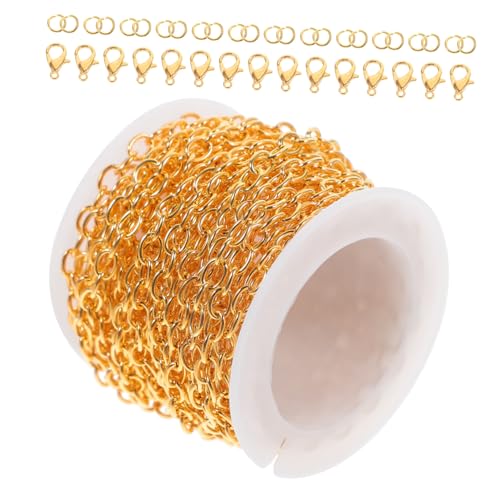 Gatuida Goldfarbiges Schmuckkettenset Robustem Kreuzmuster Kettenverschluss und Biegeringen für DIY Halsketten und Armbänder Langlebig Farbbeständig zum Schmuckbasteln und Anpassen von Gatuida