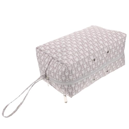 Gatuida Häkelwerkzeug Aufbewahrungstasche Tragbare Garn Organizer Tasche mit Reißverschluss Graue Box für Strick und Häkelprojekte Langlebig und Dekorativ für Unterwegs von Gatuida