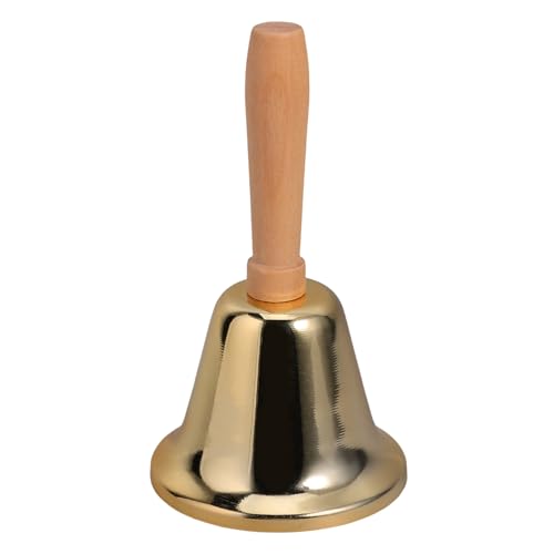 Gatuida Handglocke mit Holzgriff Laute Tischglocke für Restaurant Schule Hochzeiten für Essensrufe und Schnelle Aufmerksamkeit aus Metall Gefertigt Klare Klangqualität von Gatuida