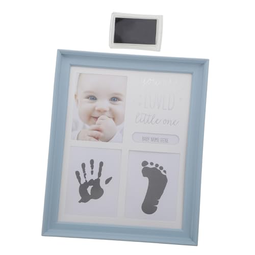 Gatuida Handprint Ink Pad mit Blauem Fußabdruck Bilderrahmen Neugeborenen Andenken DIY Praktisches Hand und Fußabdruck Kit Kreatives zur Babyparty und Taufe von Gatuida