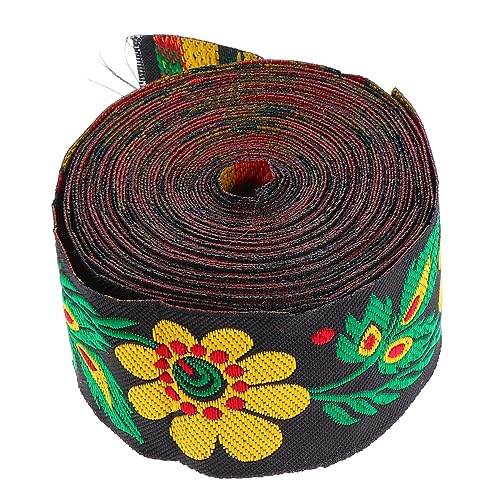Gatuida Jacquardband Schwarz mit Floralen Mustern Ethnisches Gewebtes Band für Kleidung für DIY Projekte und Kreative Handarbeiten von Gatuida