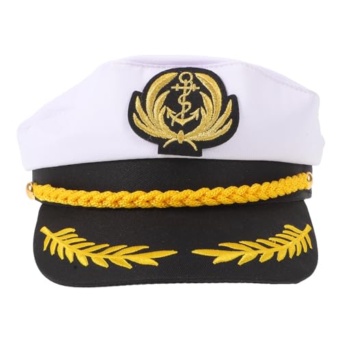 Gatuida Kapitänsmütze Der Marine, Verstellbare Matrosenmütze mit Flacher Krempe, Atmungsaktive Polyester-baumwolle für Sommerstrand Und Partys mit Nautischem Thema – Unisex-cosplay-zubehör Gatuida Kapitänsmütze Der Marine, Verstellbare Matrosenmütze mit Flacher Krempe, Atmungsaktive Polyester-baumwolle für Sommerstrand Und Partys mit Nautischem Thema – Unisex-cosplay-zubehör von Gatuida