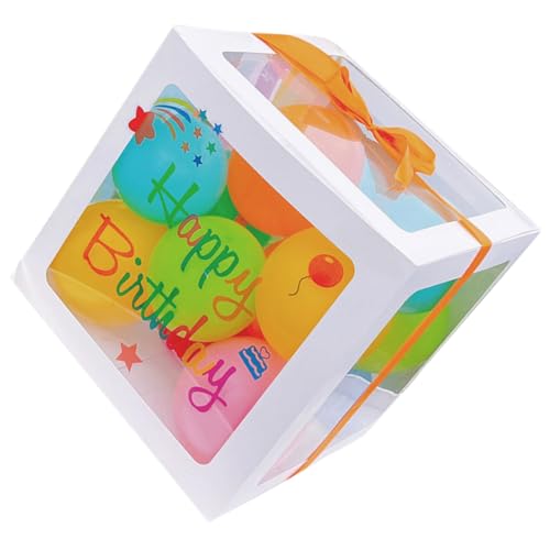 Gatuida Kreative Geburtstagsballonbox Mit Bunten Ballons Party Dekoration Für Jungen Und Mädchen Inklusive Farbigen Aufklebern Und Weißer Box Für Geburtstagsfeiern von Gatuida