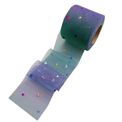 Gatuida Lila Stern Mond Pailletten Tüllband Handgemachte DIY Deko für Kleidung und Haarschmuck Elegantes Netzband Leichtem Strapazierfähigem Material für Kreative Projekte von Gatuida