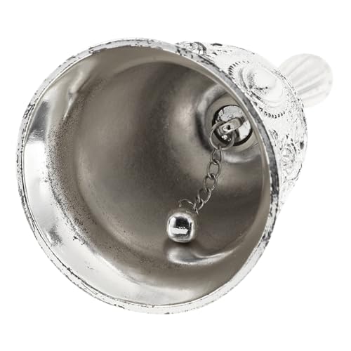 Gatuida Metal Handglocke Handklingel Laut für Restaurant Service Hotel Empfang Kompakte Tischglocke aus Metall Praktische Klingel für Küche Bar Schule und Büro Silberfarbene Rufglocke von Gatuida