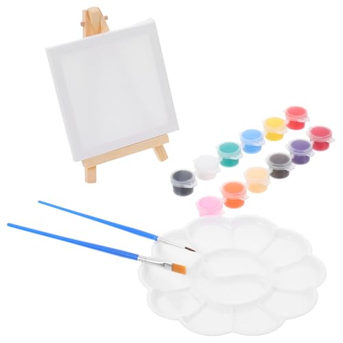 Gatuida Mini Holz Staffelei Set mit Acrylfarben und Leinwand Teiliges DIY Malset für Desktop Kunsthandwerk und Kreative Bildpräsentation für Acryl und Ölgemälde Gatuida Mini Holz Staffelei Set mit Acrylfarben und Leinwand Teiliges DIY Malset für Desktop Kunsthandwerk und Kreative Bildpräsentation für Acryl und Ölgemälde von Gatuida